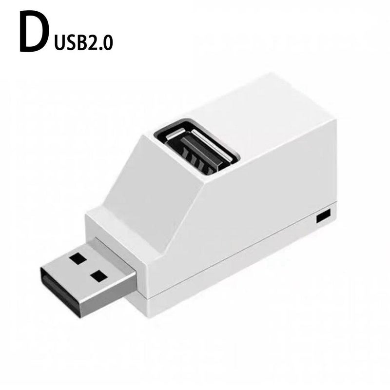 Portable multi-interface hub splitter with USB 3.0 high-speed hub, 3-port expansion hub, mini 1-to-3 splitter - Image 1